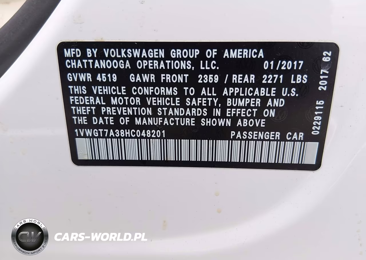 2017 Volkswagen Passat 1.8T Se VIN:1VWGT7A38HC048201 - 9