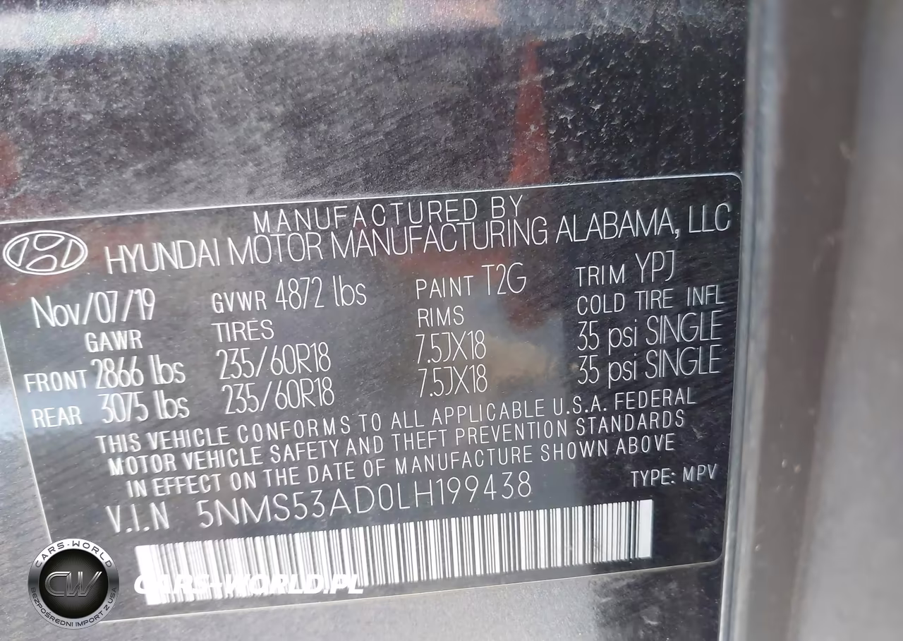 2020 Hyundai Santa Fe Limited VIN:5NMS53AD0LH199438 - 9