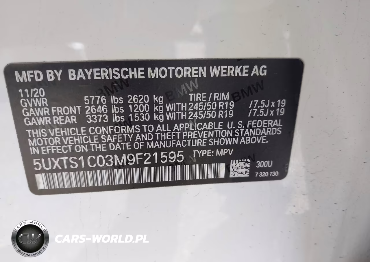 2021 BMW X3 xDrive30E VIN:5UXTS1C03M9F21595 - 9