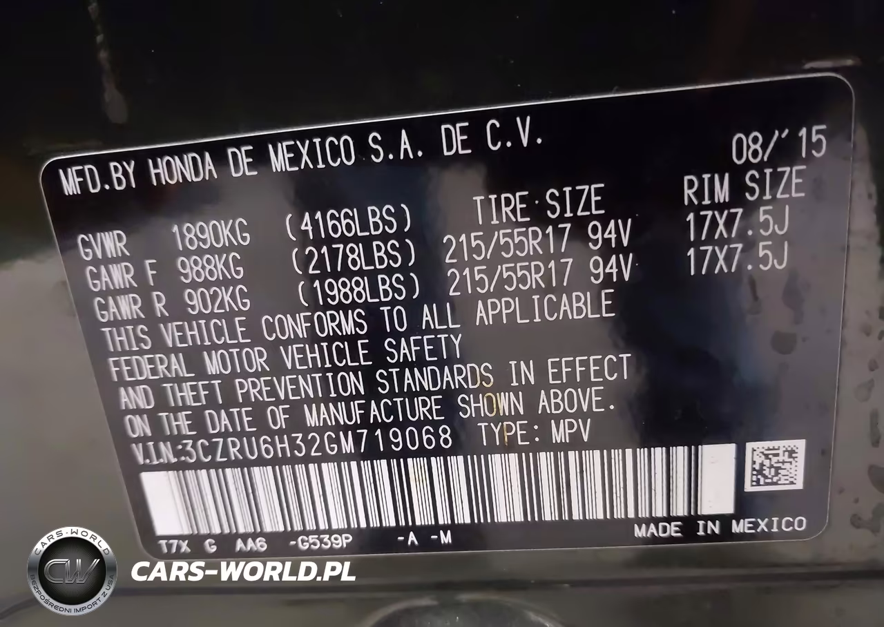 2016 Honda Hr-V Lx VIN:3CZRU6H32GM719068 - 9
