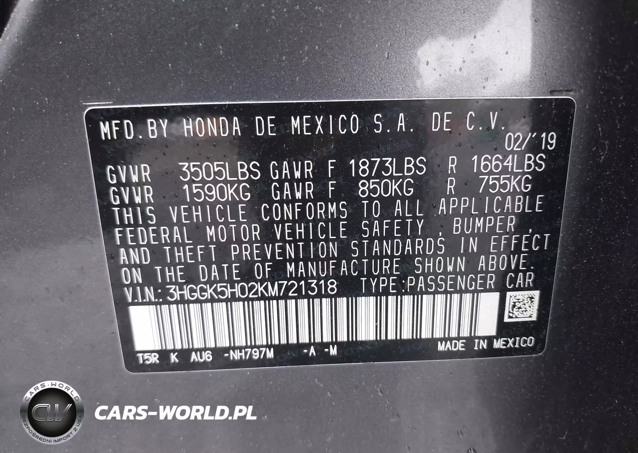 2019 Honda Encajar Ex-L VIN:3HGGK5H02KM721318 - 9