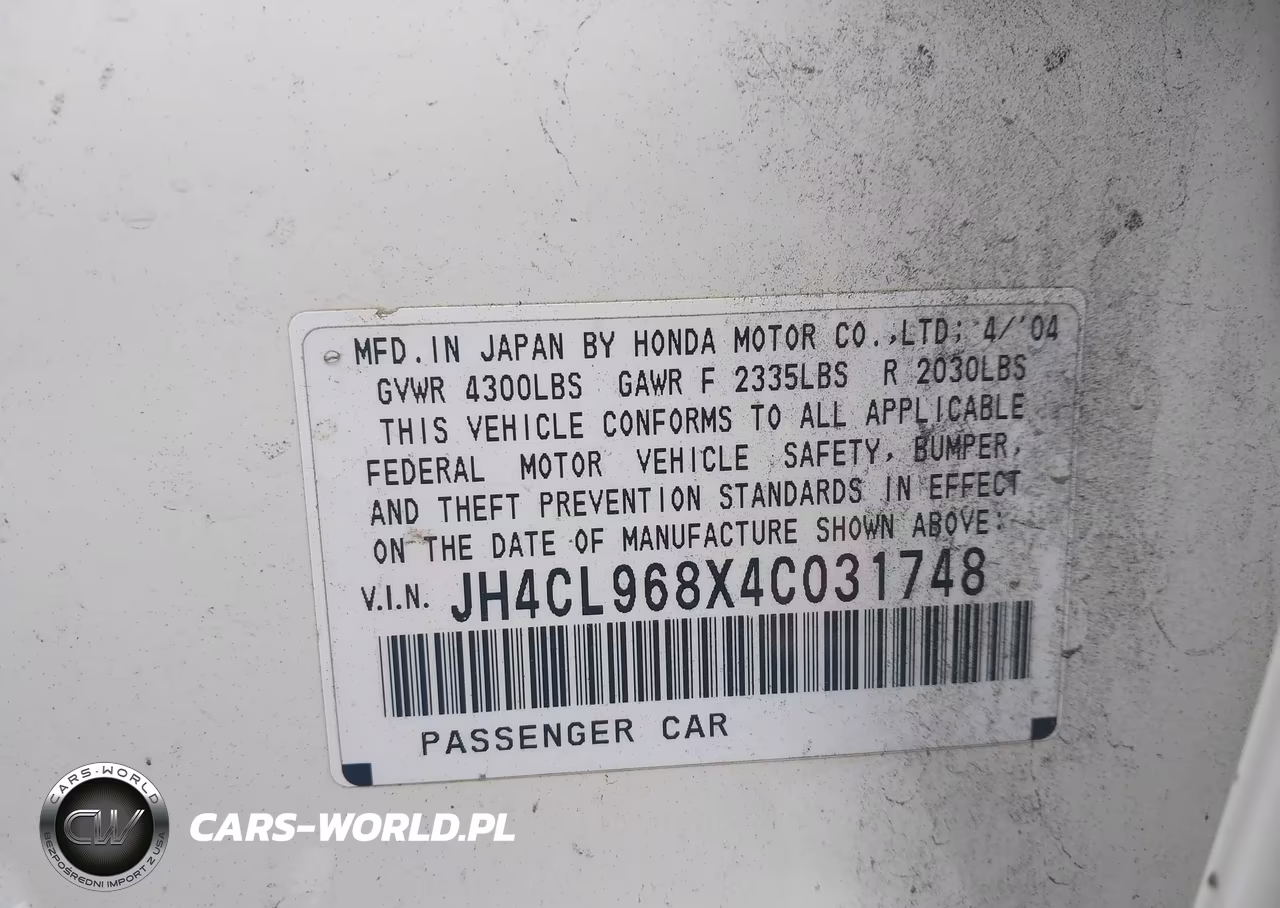 2004 Acura Tsx VIN:JH4CL968X4C031748 - 9