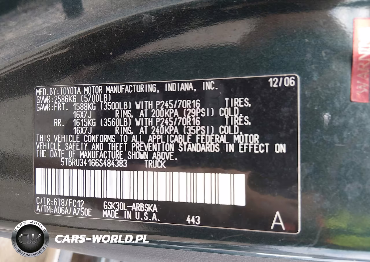 2006 Toyota Tundra Sr5 VIN:5TBRU34166S484383 - 9