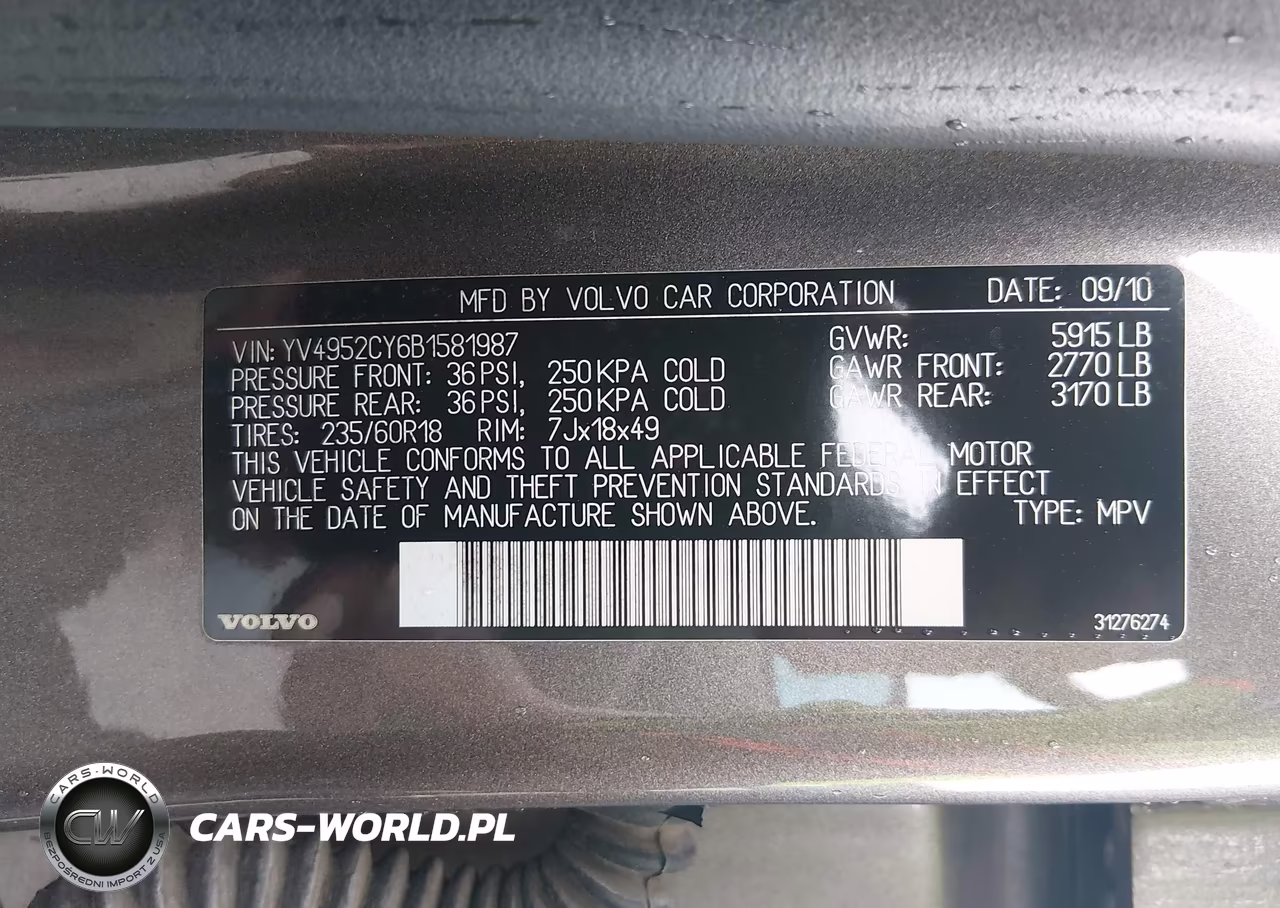 2011 Volvo Xc90 3.2 VIN:YV4952CY6B1581987 - 9