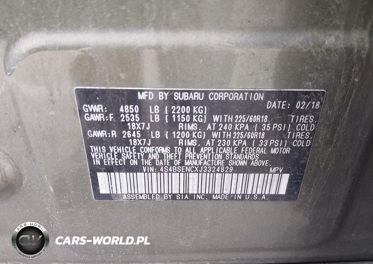 2018 Subaru Outback 3.6R Limited VIN:4S4BSENCXJ3324829 - 9