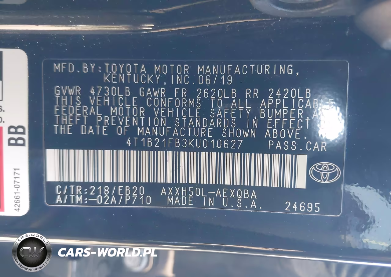 2019 Toyota Avalon Hybrid Xse VIN:4T1B21FB3KU010627 - 9
