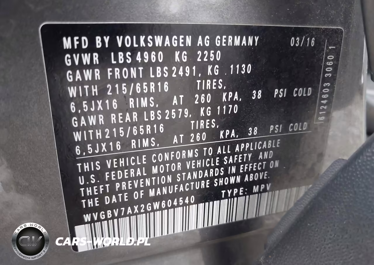 2016 Volkswagen Tiguan S VIN:WVGBV7AX2GW604540 - 9