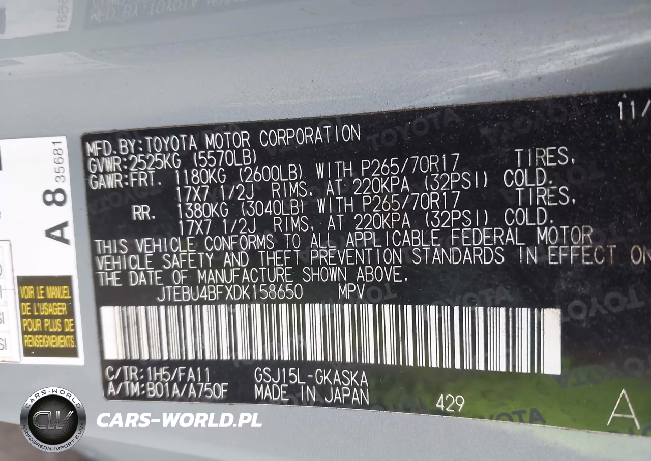 2013 Toyota Fj Cruiser VIN:JTEBU4BFXDK158650 - 8