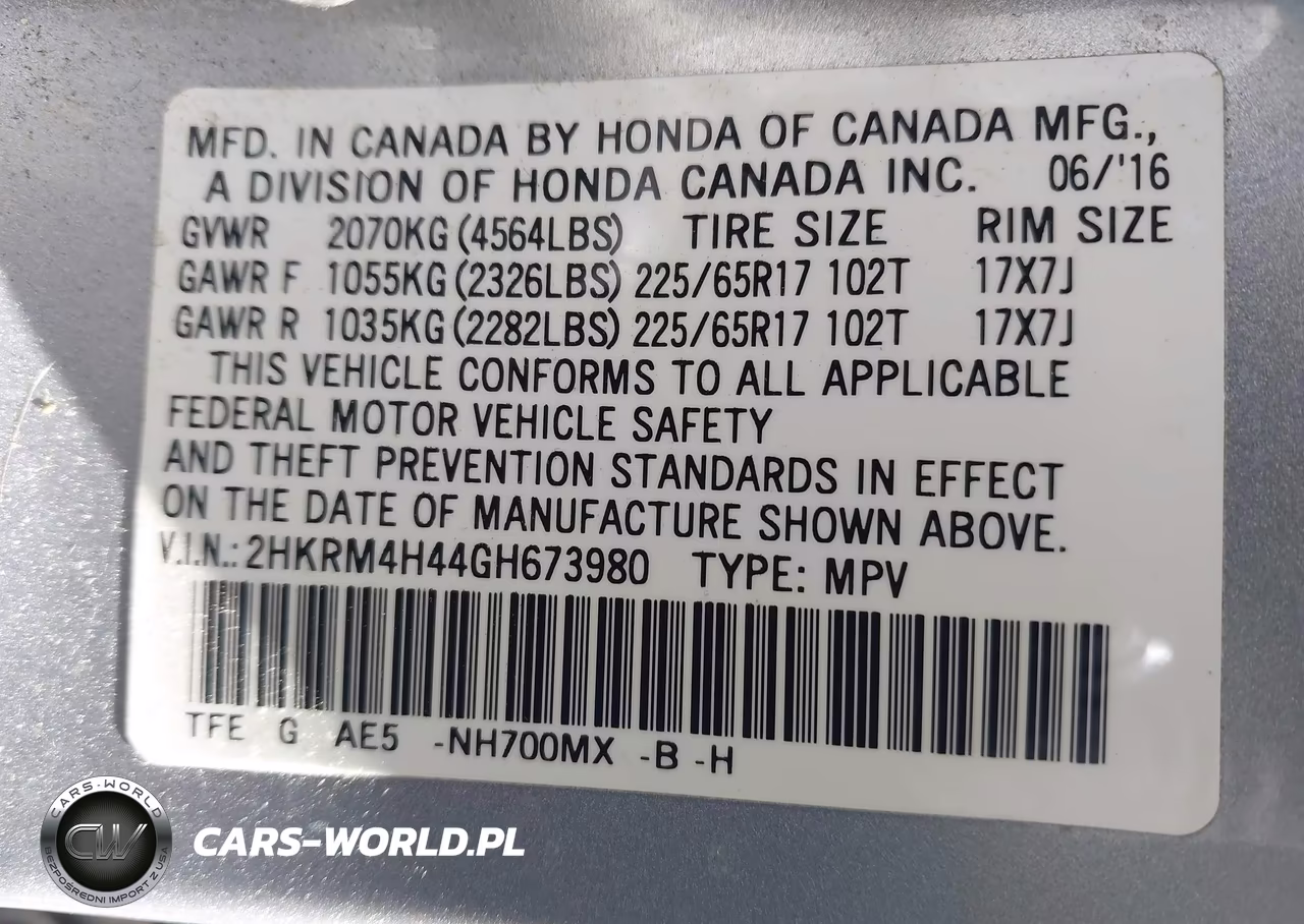 2016 Honda Cr-V Se VIN:2HKRM4H44GH673980 - 9