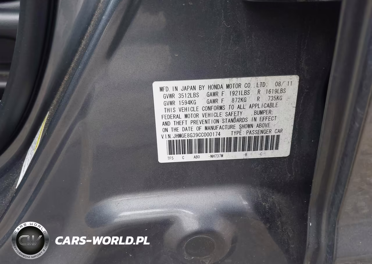 2012 Honda Fit VIN:JHMGE8G39CC000174 - 9