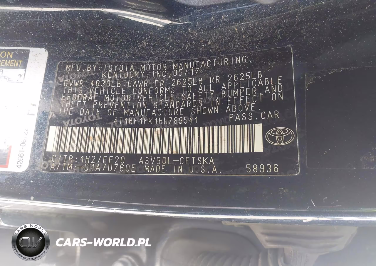 2017 Toyota Camry Se VIN:4T1BF1FK1HU789541 - 9