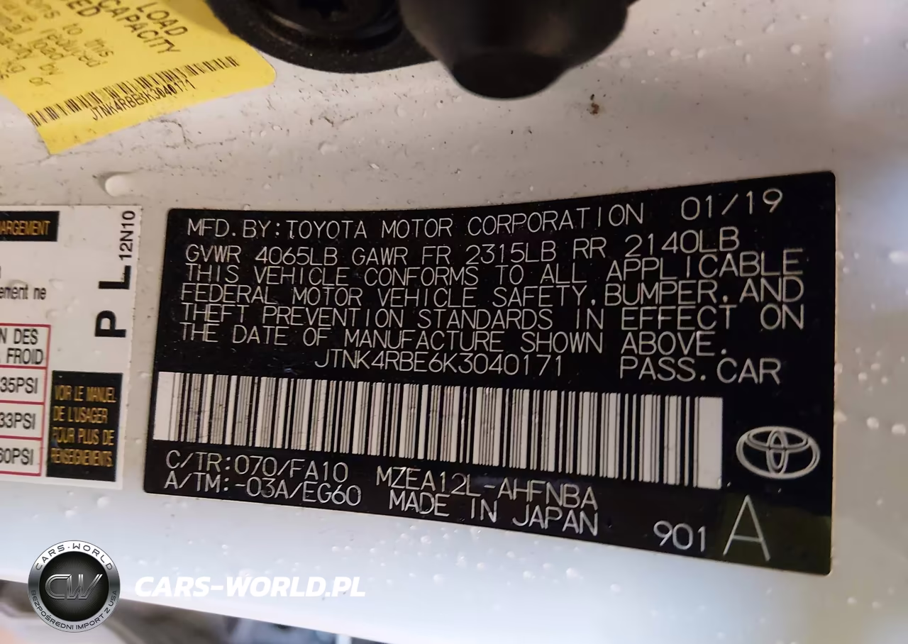 2019 Toyota Corolla Se VIN:JTNK4RBE6K3040171 - 9