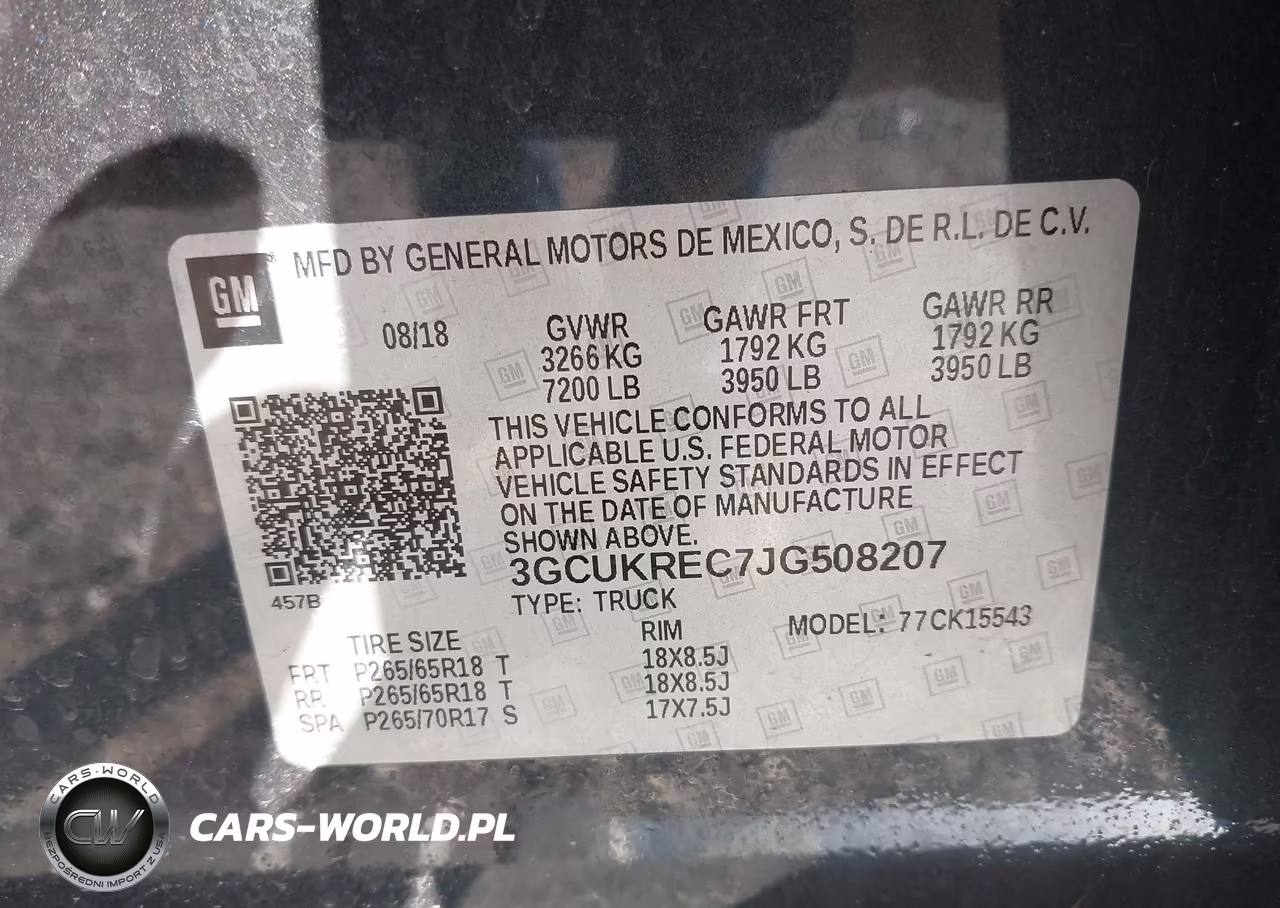 2018 Chevrolet Silverado 1500 1Lt VIN:3GCUKREC7JG508207 - 9