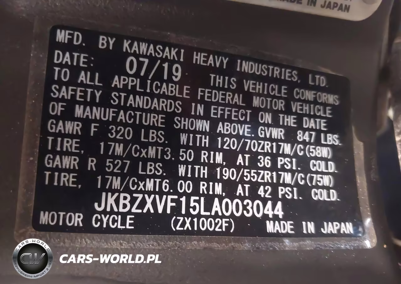 2020 Kawasaki Zx1002 VIN:JKBZXVF15LA003044 - 10
