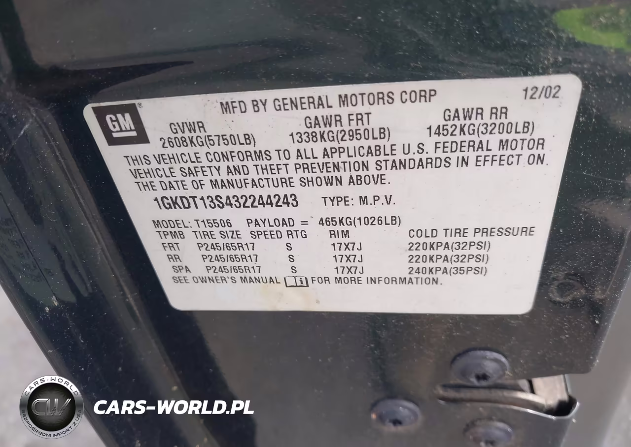 2003 GMC Envoy Slt VIN:1GKDT13S432244243 - 9