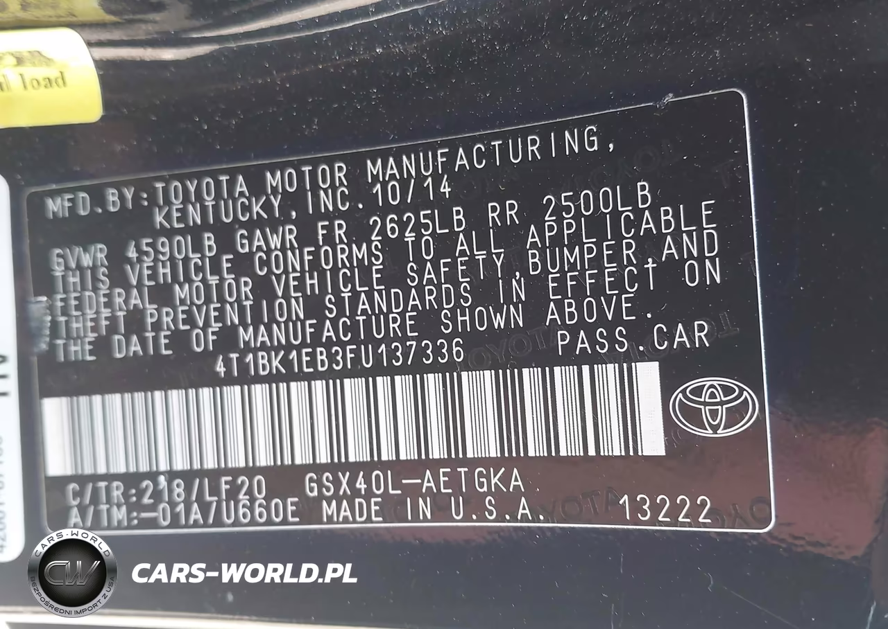 2015 Toyota Avalon Xle Premium VIN:4T1BK1EB3FU137336 - 9
