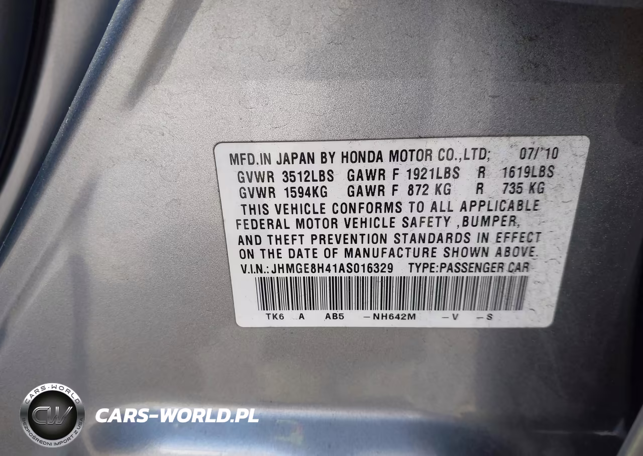 2010 Honda Fit Sport VIN:JHMGE8H41AS016329 - 9