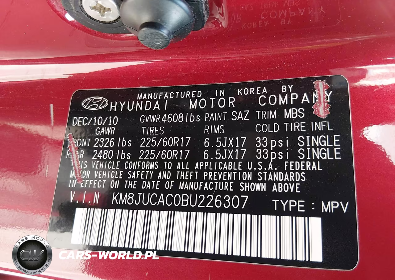 2011 Hyundai Tucson Gls VIN:KM8JUCAC0BU226307 - 9