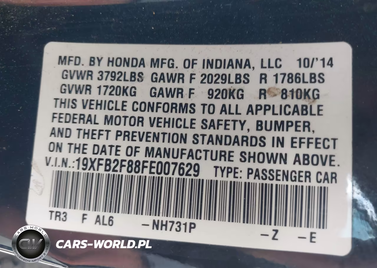 2015 Honda Civic Ex VIN:19XFB2F88FE007629 - 9