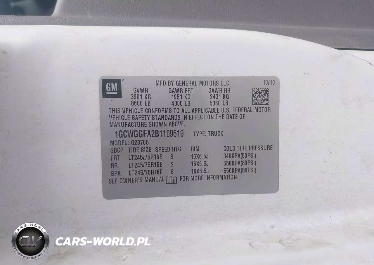 2011 Chevrolet Express 2500 Work Van VIN:1GCWGGFA2B1109619 - 9
