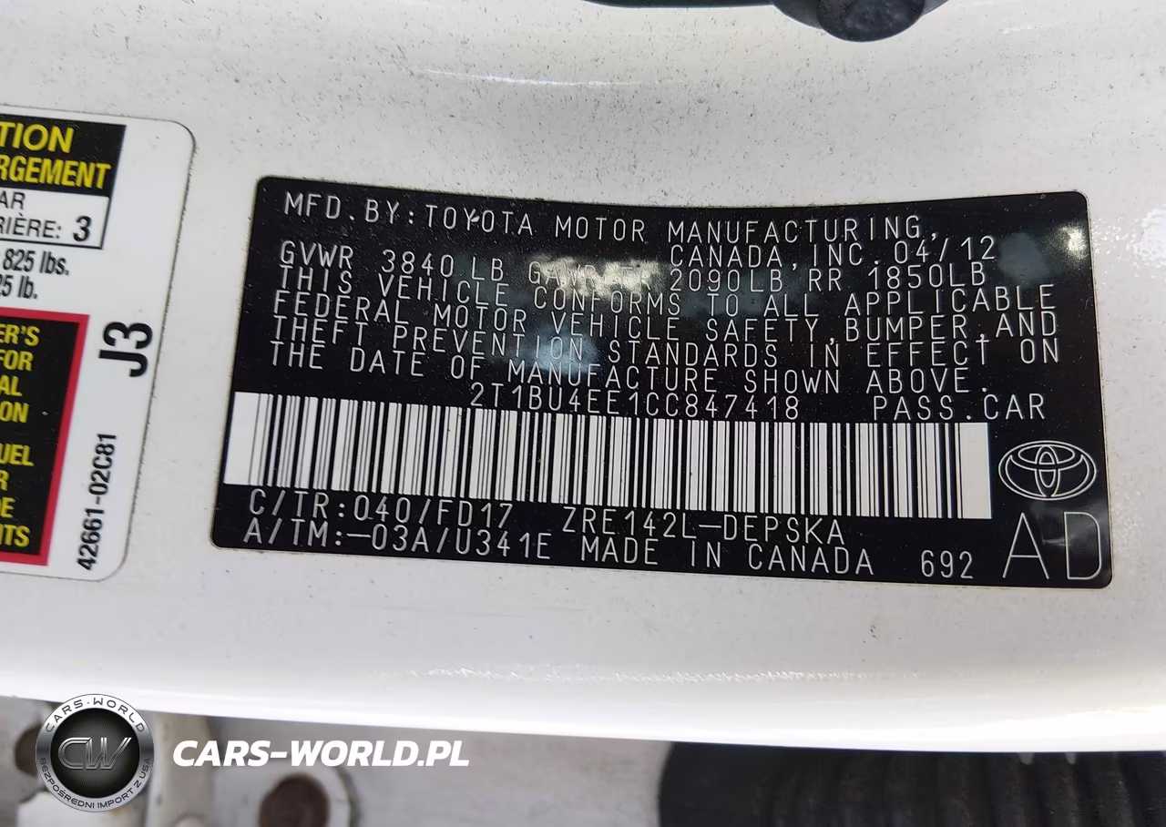 2012 Toyota Corolla S VIN:2T1BU4EE1CC847418 - 9