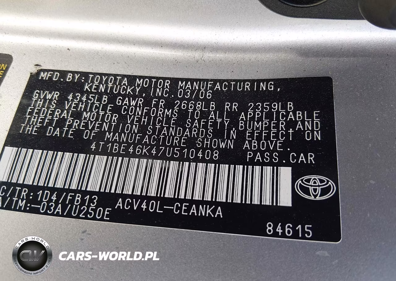 2007 Toyota Camry Le VIN:4T1BE46K47U510408 - 9