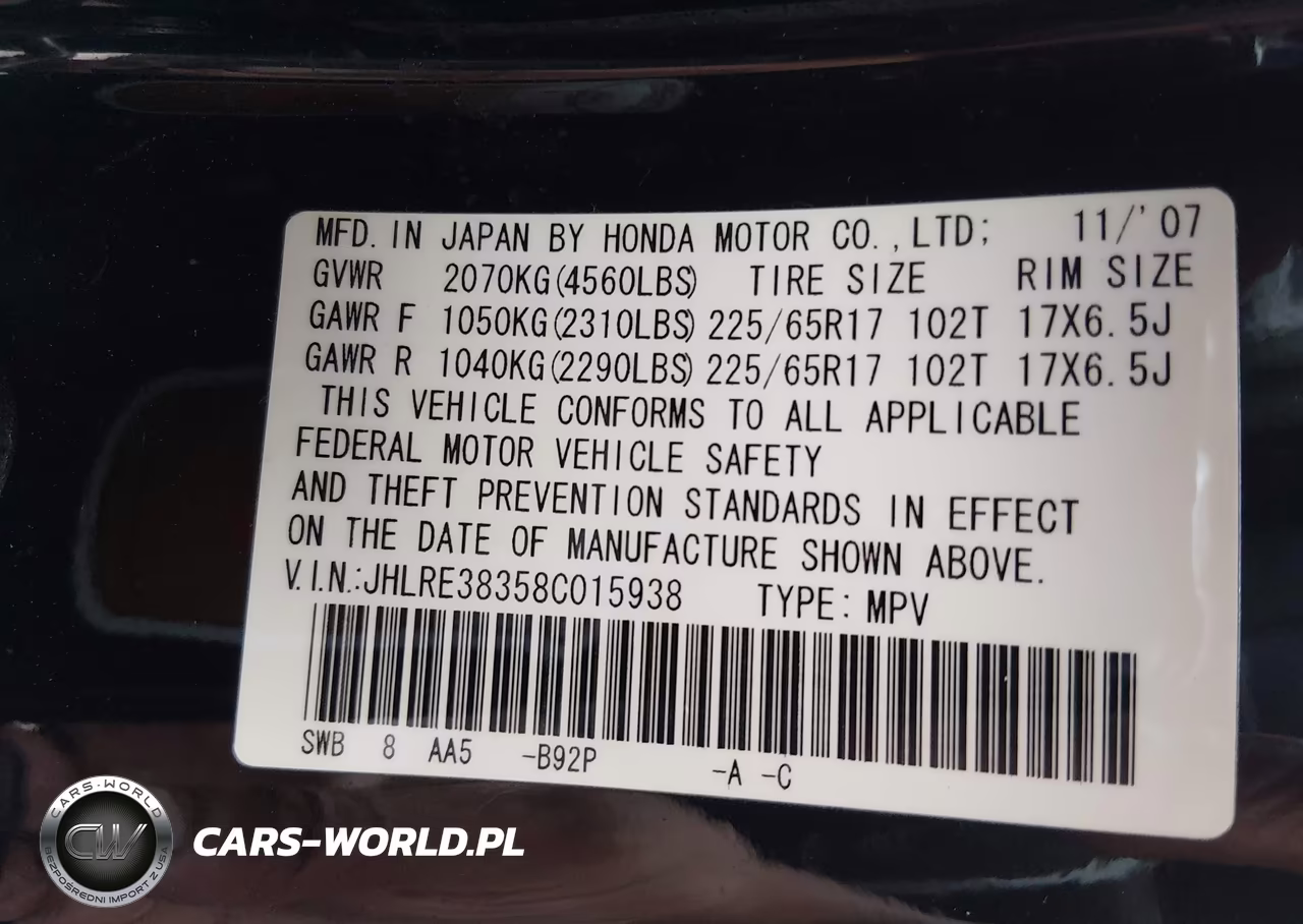 2008 Honda Cr-V Lx VIN:JHLRE38358C015938 - 12