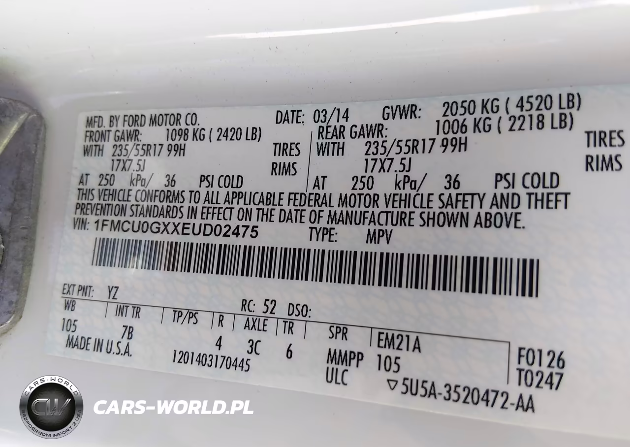 2014 Ford Escape Se VIN:1FMCU0GXXEUD02475 - 9