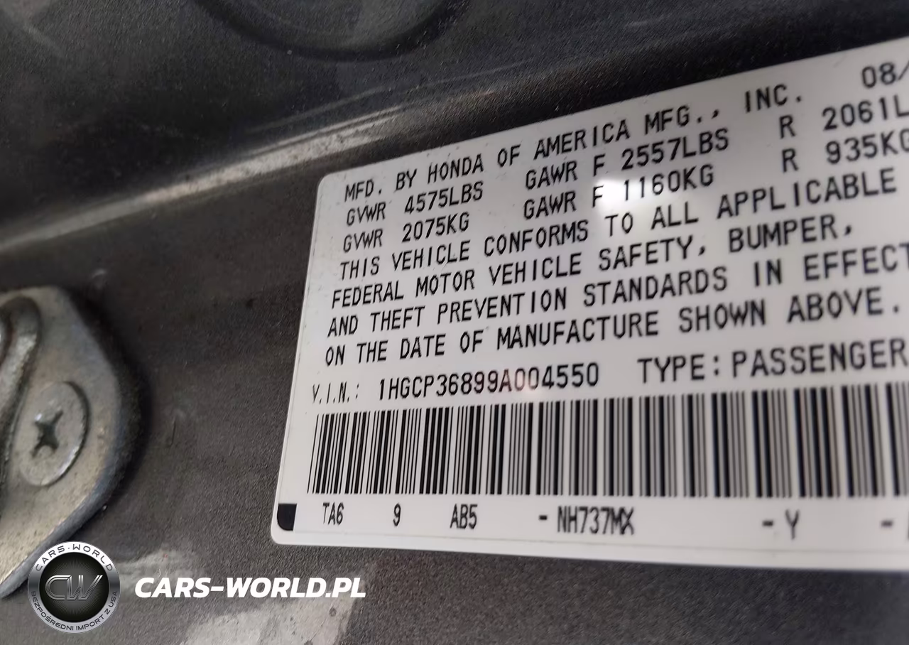 2009 Honda Accord Sdn Ex-L VIN:1HGCP36899A004550 - 9