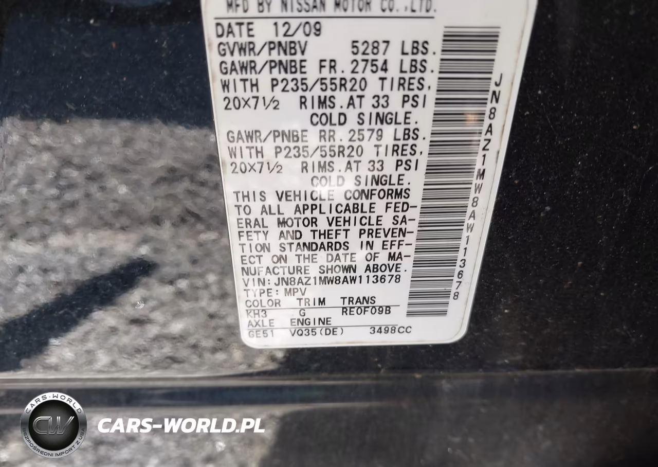 2010 Nissan Murano Le VIN:JN8AZ1MW8AW113678 - 9