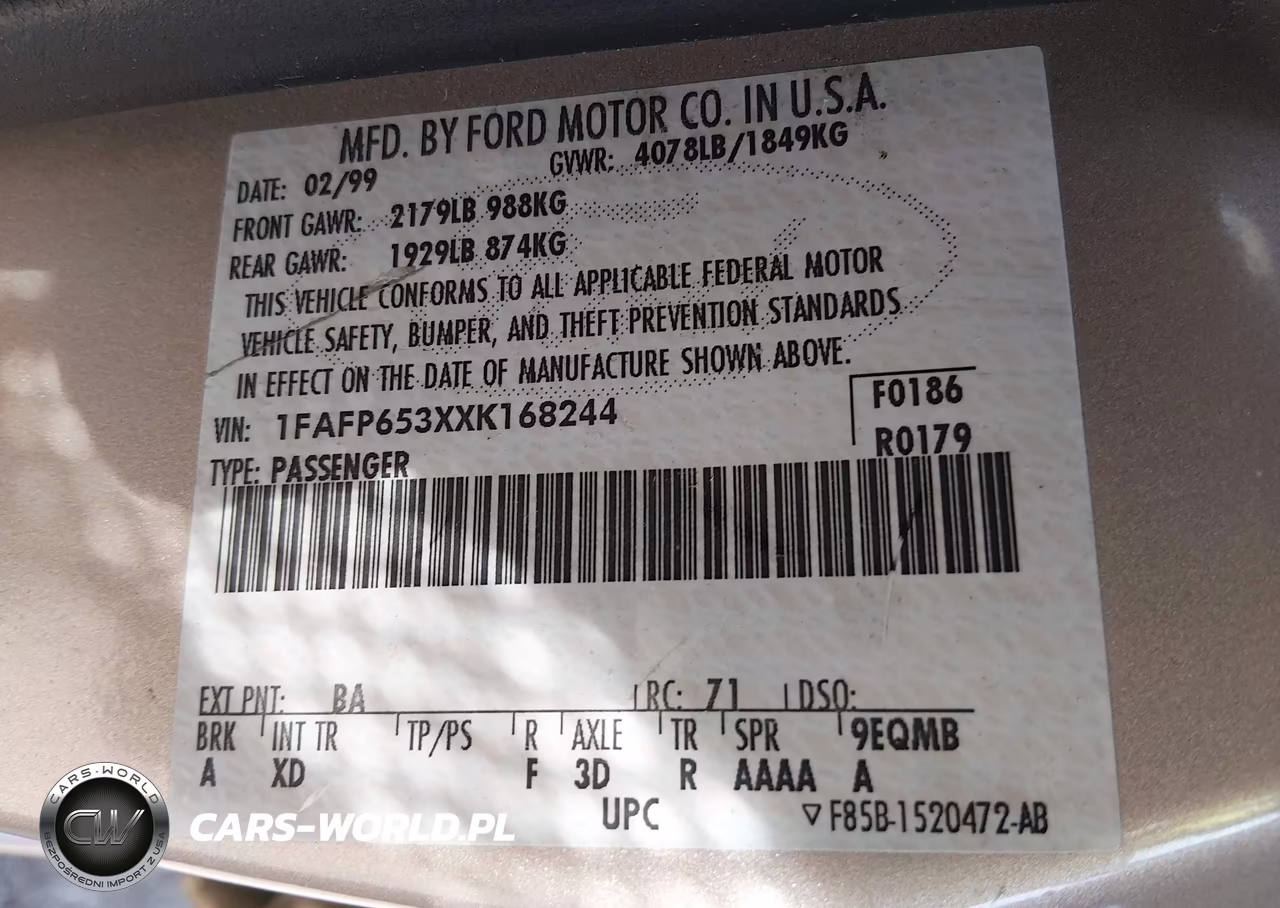 1999 Ford Contour Lx VIN:1FAFP653XXK168244 - 9