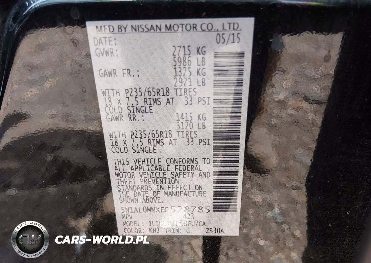 2015 Infiniti Qx60 VIN:5N1AL0MMXFC528785 - 9