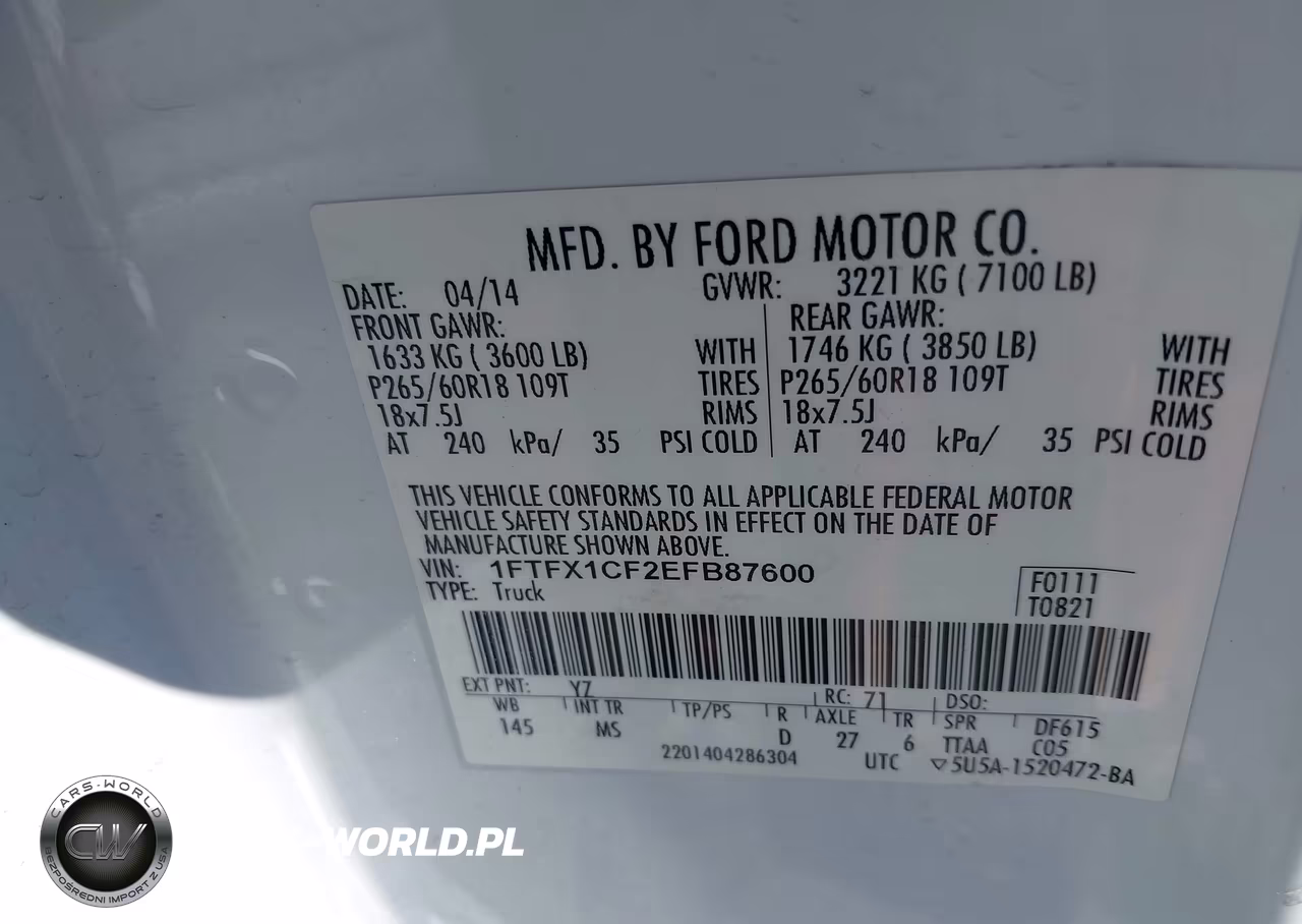 2014 Ford F-150 Xlt VIN:1FTFX1CF2EFB87600 - 9