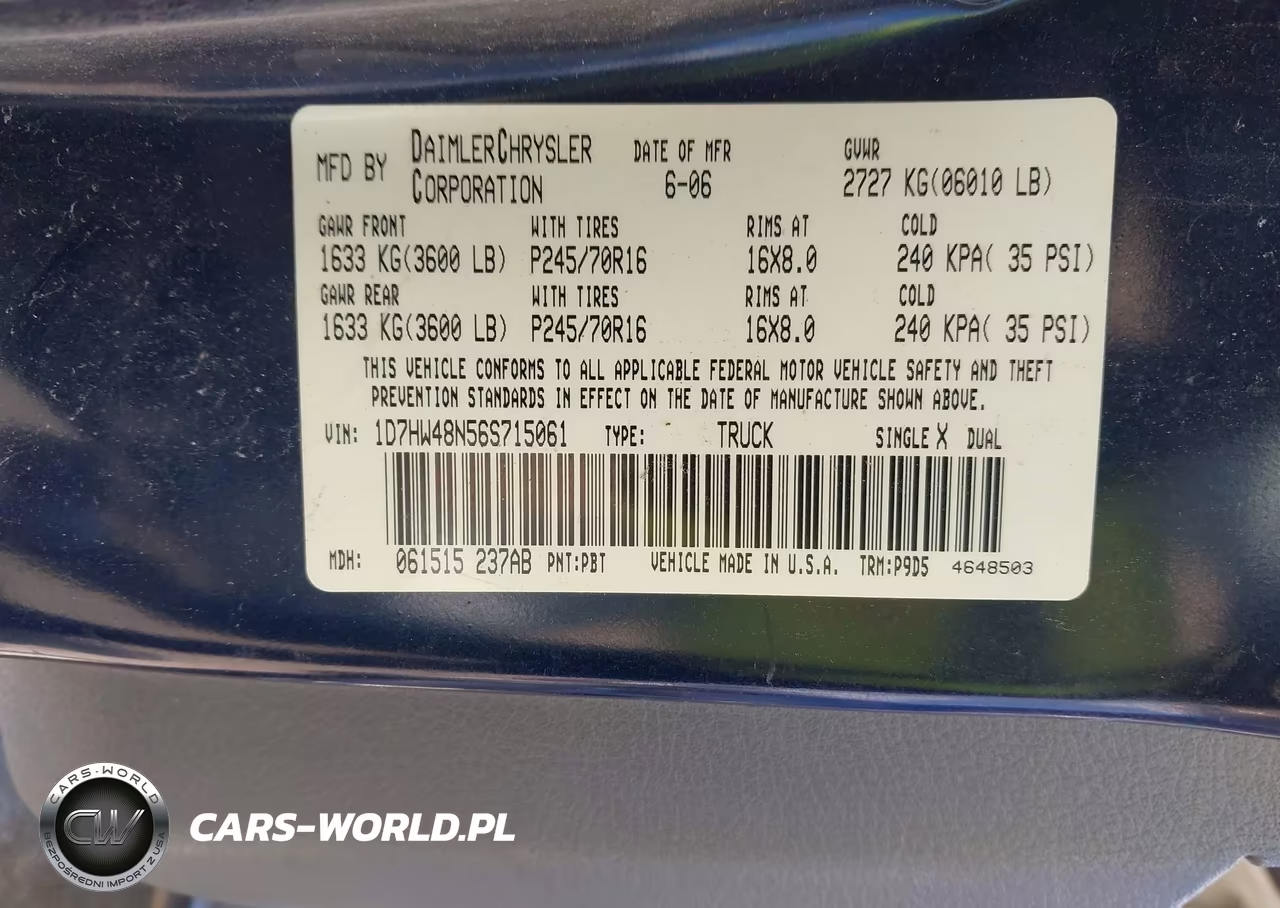 2006 Dodge Dakota Slt VIN:1D7HW48N56S715061 - 9