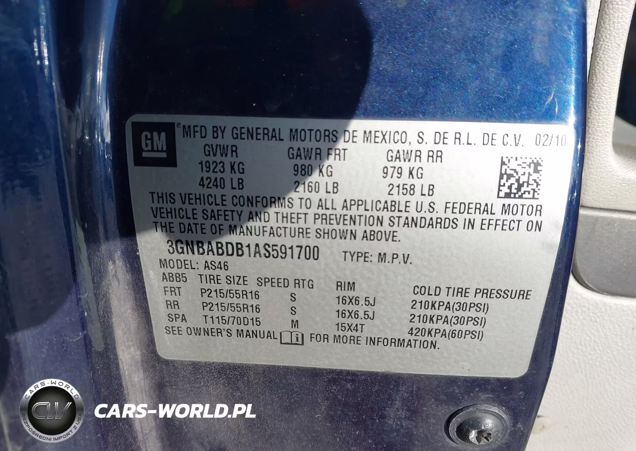 2010 Chevrolet Hhr Lt W-1Lt VIN:3GNBABDB1AS591700 - 9