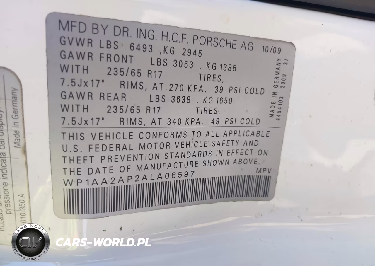 2010 Porsche Cayenne VIN:WP1AA2AP2ALA06597 - 9