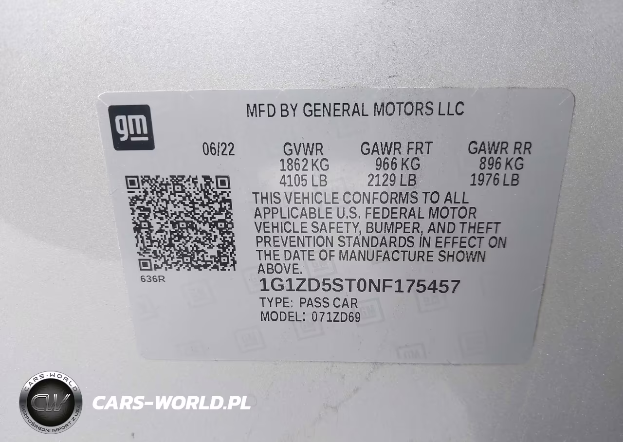 2022 Chevrolet Malibu Fwd Lt VIN:1G1ZD5ST0NF175457 - 9