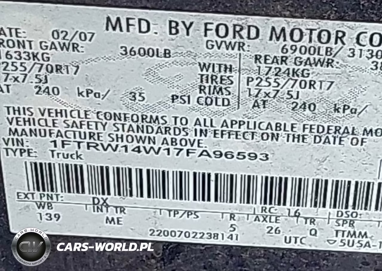 2007 Ford F-150 Xlt VIN:1FTRW14W17FA96593 - 9