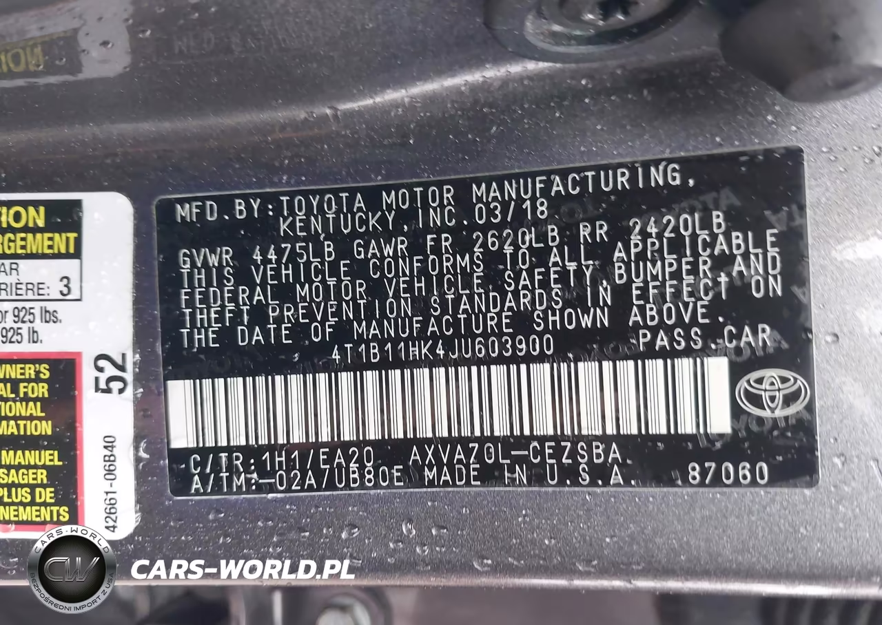 2018 Toyota Camry Se VIN:4T1B11HK4JU603900 - 9