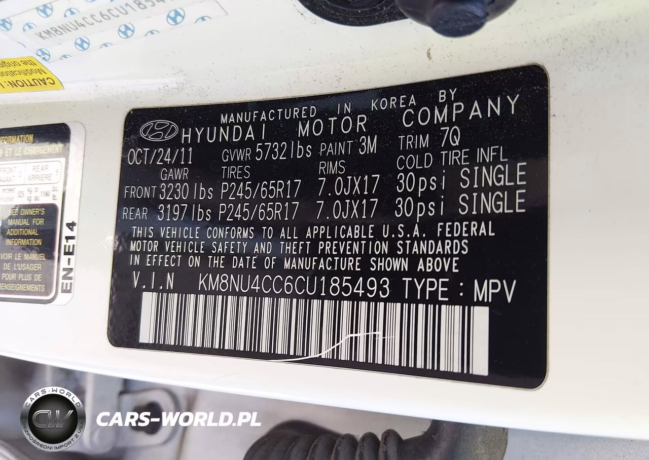 2012 Hyundai Veracruz Gls VIN:KM8NU4CC6CU185493 - 9