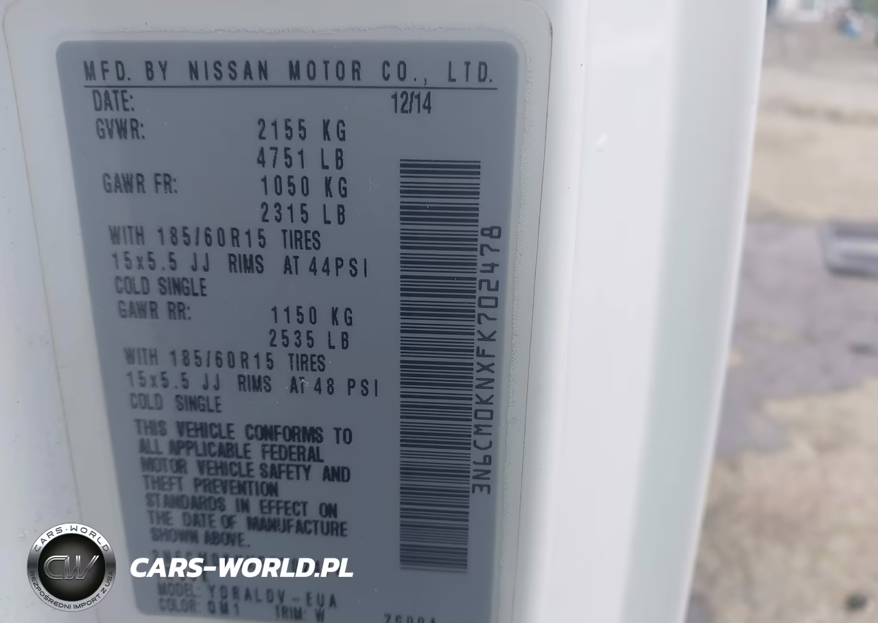 2015 Nissan Nv200 S VIN:3N6CM0KNXFK702478 - 9