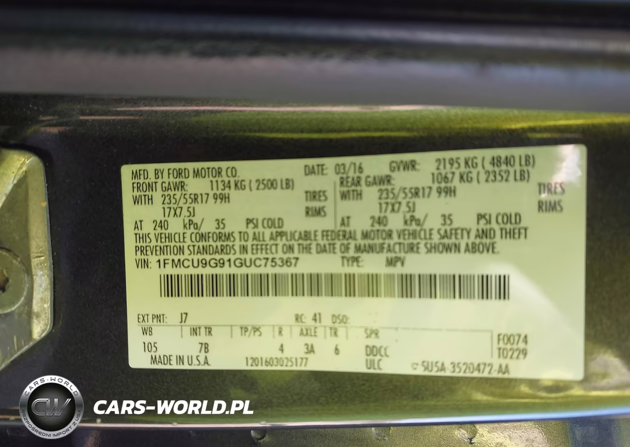 2016 Ford Escape Se VIN:1FMCU9G91GUC75367 - 9