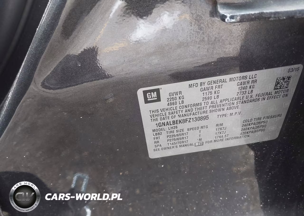 2015 Chevrolet Equinox 1Lt VIN:1GNALBEK8FZ130895 - 9