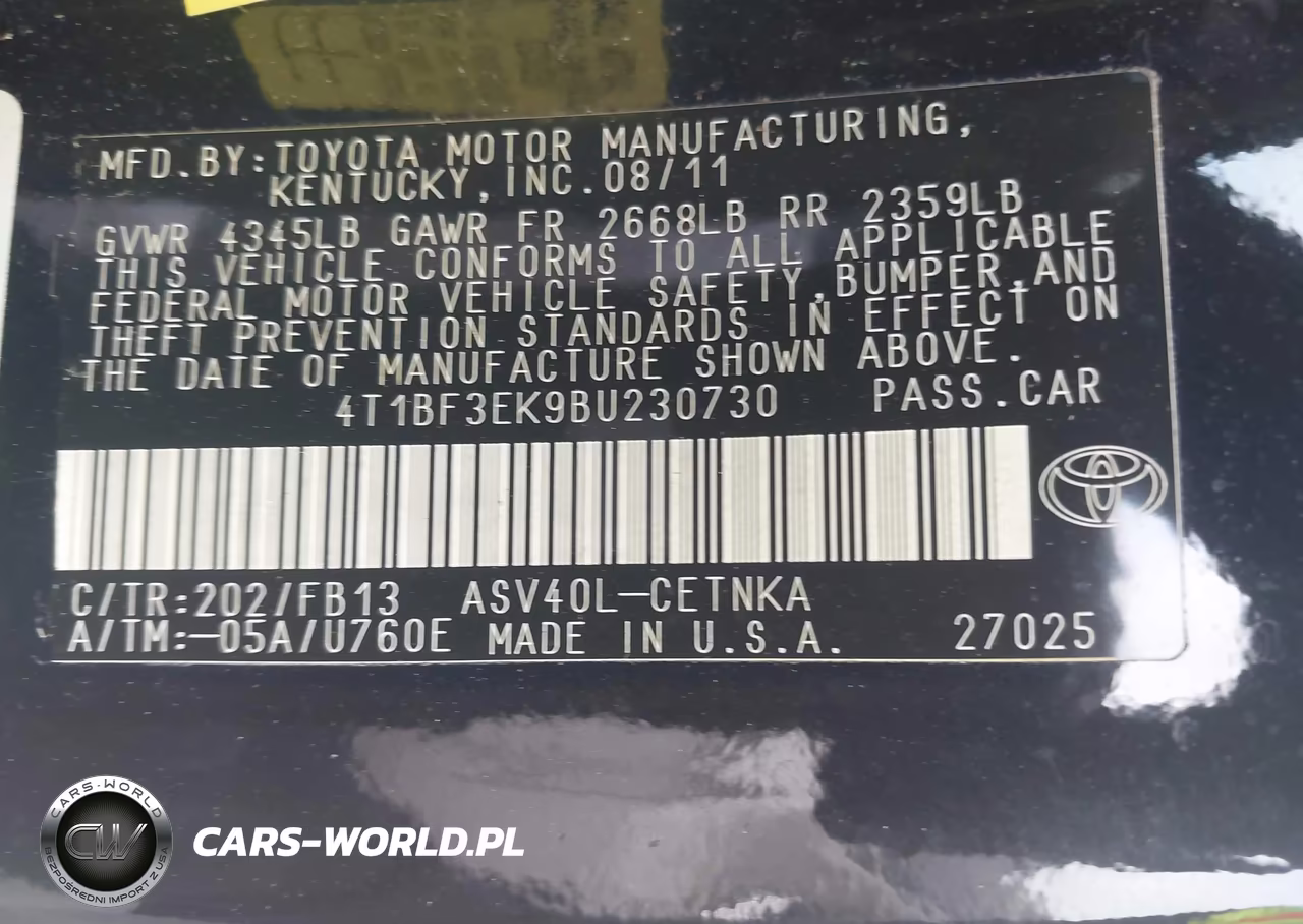 2011 Toyota Camry Le VIN:4T1BF3EK9BU230730 - 9