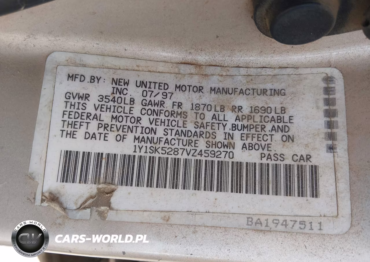 1997 Geo Prizm Lsi VIN:1Y1SK5287VZ459270 - 9