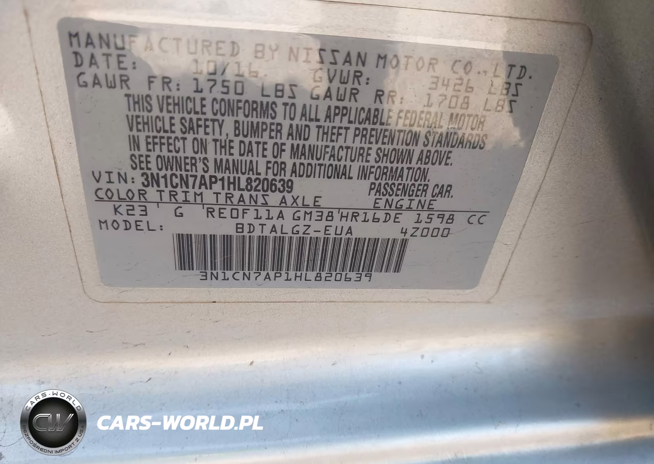2017 Nissan Versa 1.6 Sl VIN:3N1CN7AP1HL820639 - 9