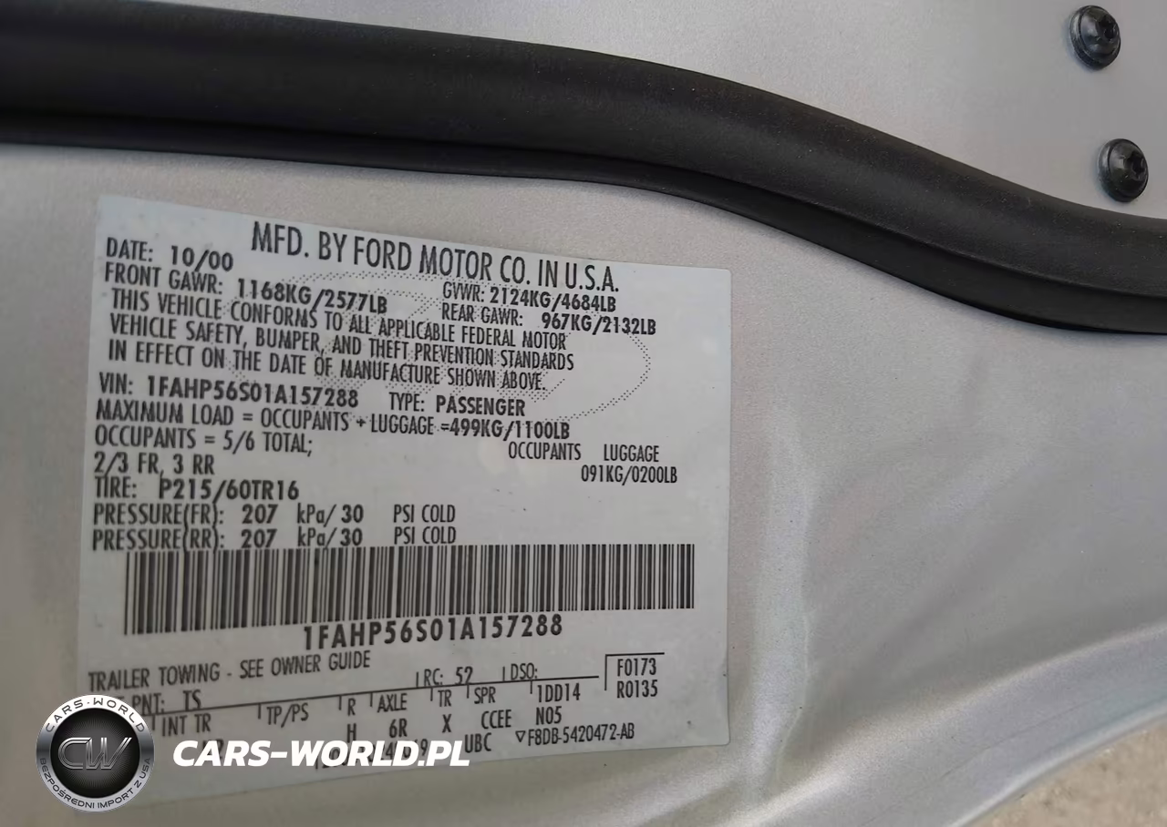 2001 Ford Taurus Sel VIN:1FAHP56S01A157288 - 9