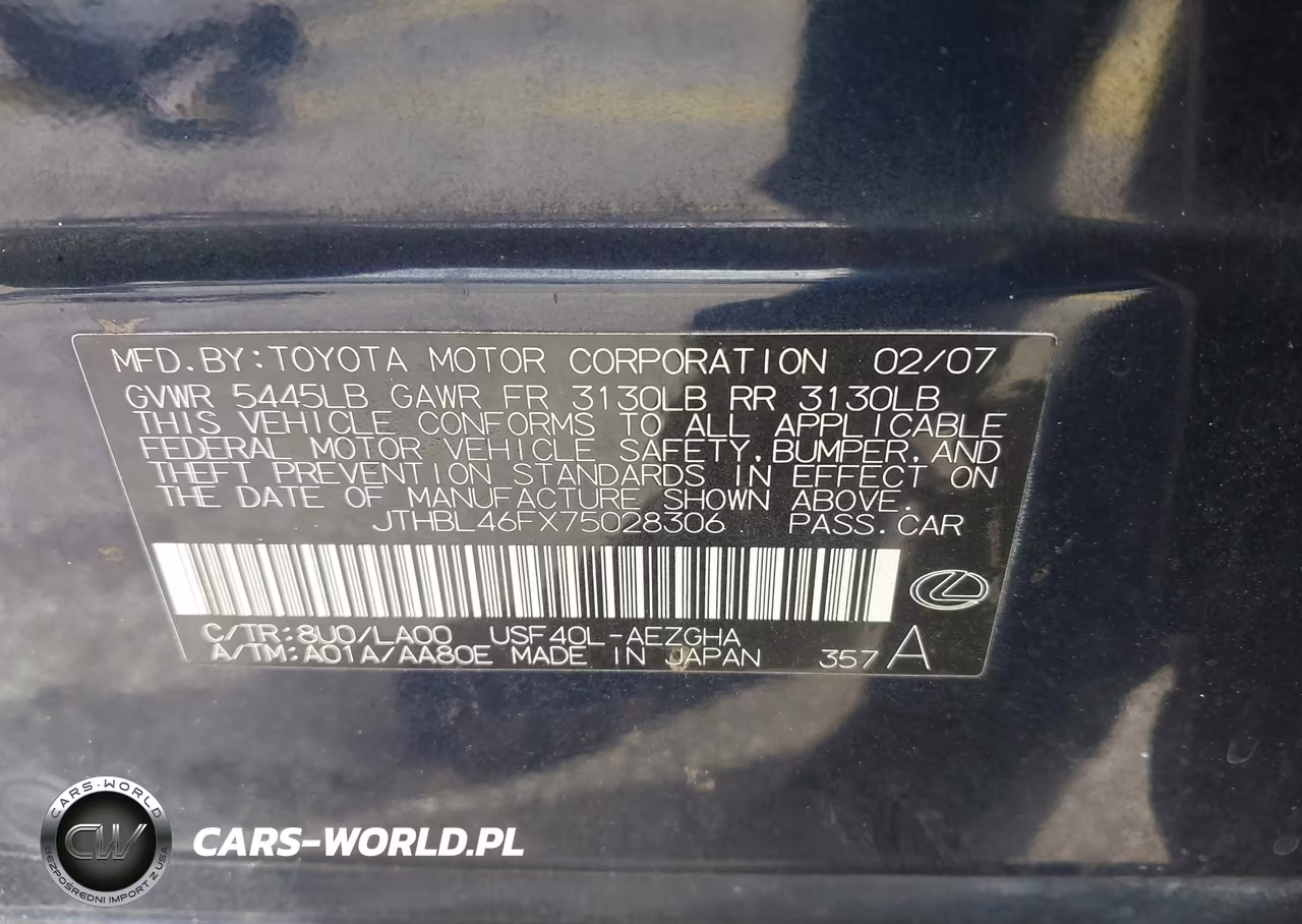 2007 Lexus Ls 460 VIN:JTHBL46FX75028306 - 9