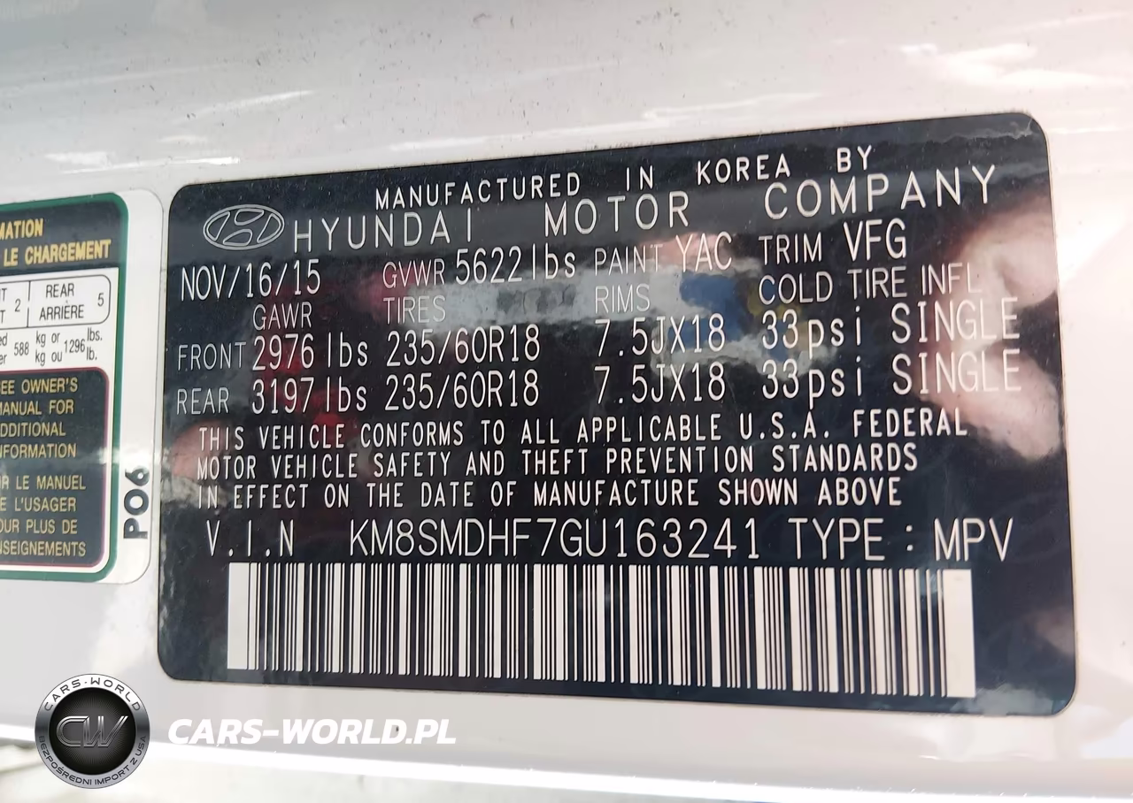 2016 Hyundai Santa Fe Se VIN:KM8SMDHF7GU163241 - 9