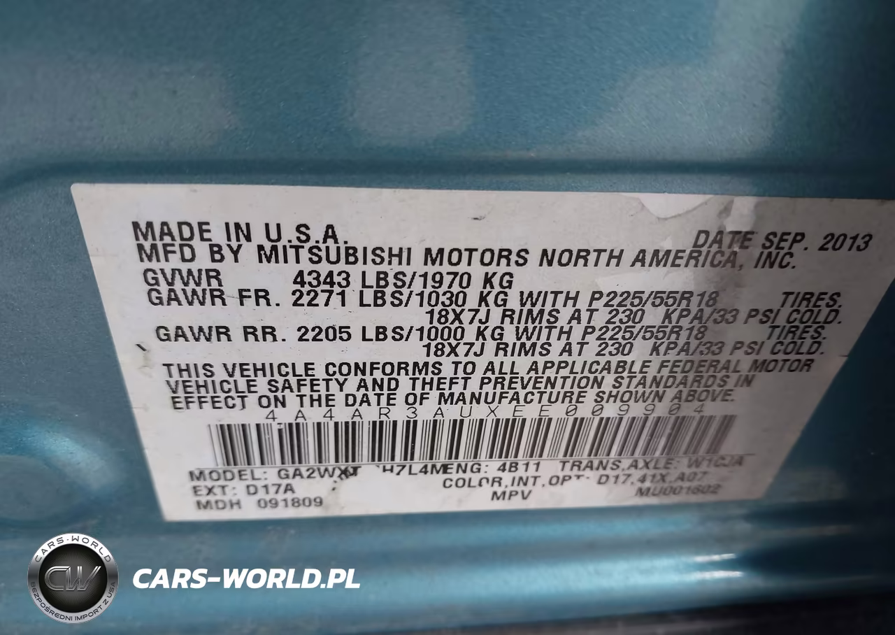 2014 Mitsubishi Outlander Sport Es VIN:4A4AR3AUXEE009904 - 9